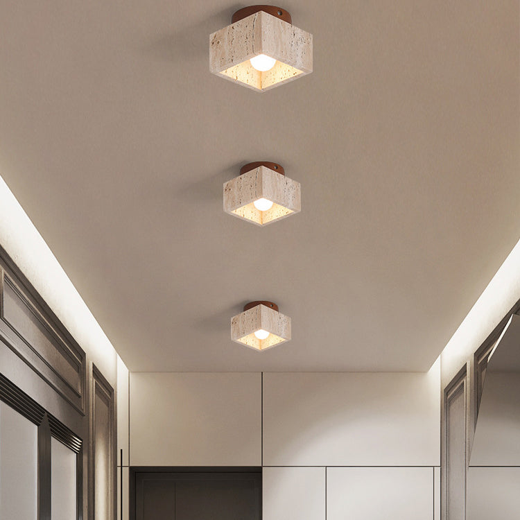 Wabi-Sabi Column Wood Semi-Flush Ceiling Light