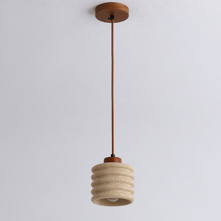 Wabi-Sabi Cylinder Wood Pendant Light