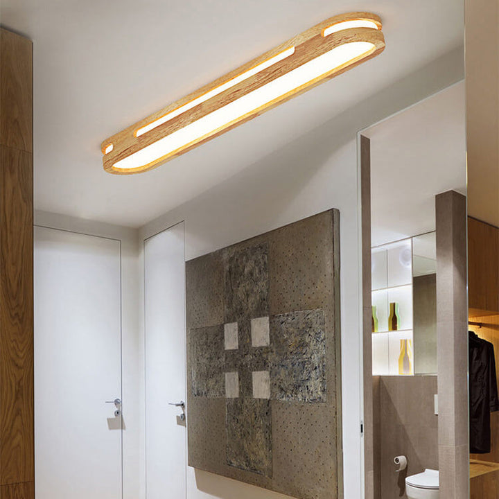 Minimalist Ring Solid Wood LED Flush Mount Ceiling Light
