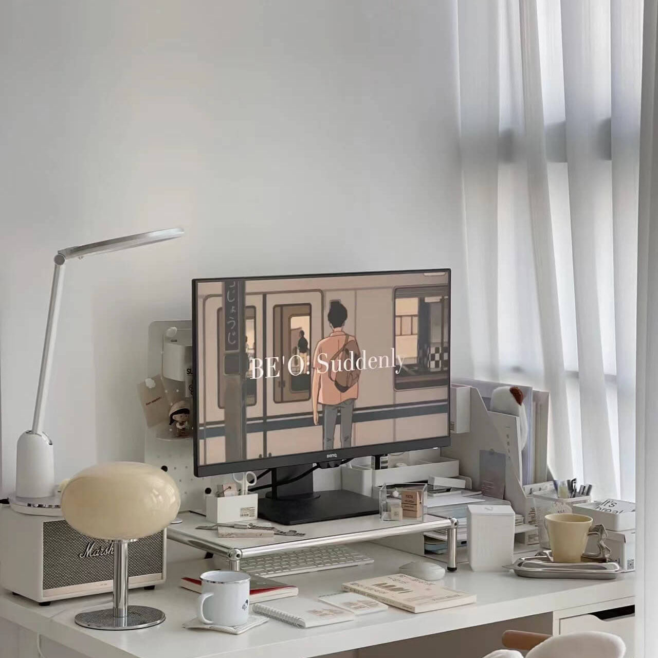Contemporary Nordic Round Iron Glass 1-Light Table Lamp For Bedroom