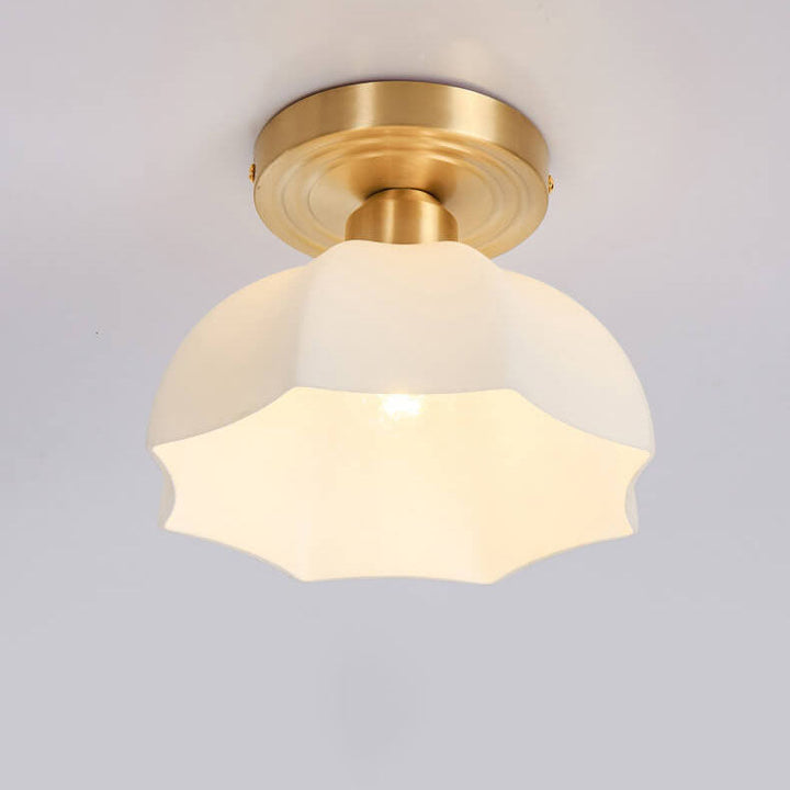 Japanese Vintage Dome Brass Semi-Flush Ceiling Light