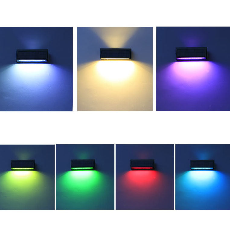 Modern Minimalist Solar Waterproof Aluminum Glass Rectangular Slant LED Patio Wall Sconce Lamp For Outdoor