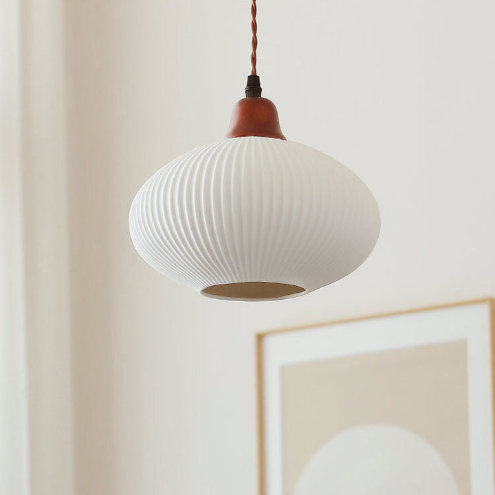 Traditional Round Solid Wood Pendant Light