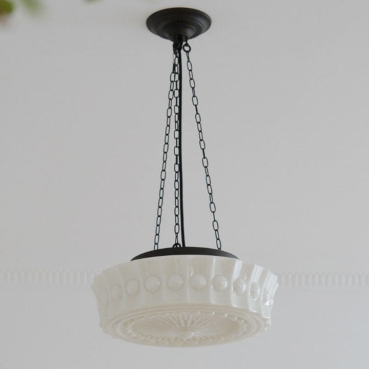 Traditional Round Glass LED Semi-Flush Ceiling Light