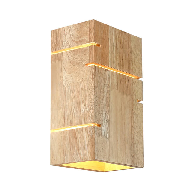 Minimalist Square Wooden 2-Light Wall Sconce