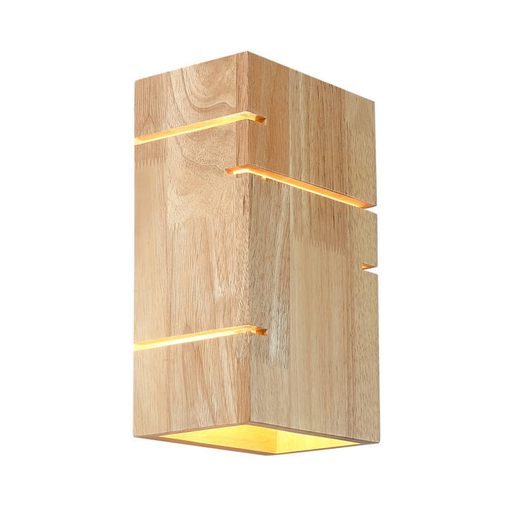 Minimalist Square Wooden 2-Light Wall Sconce