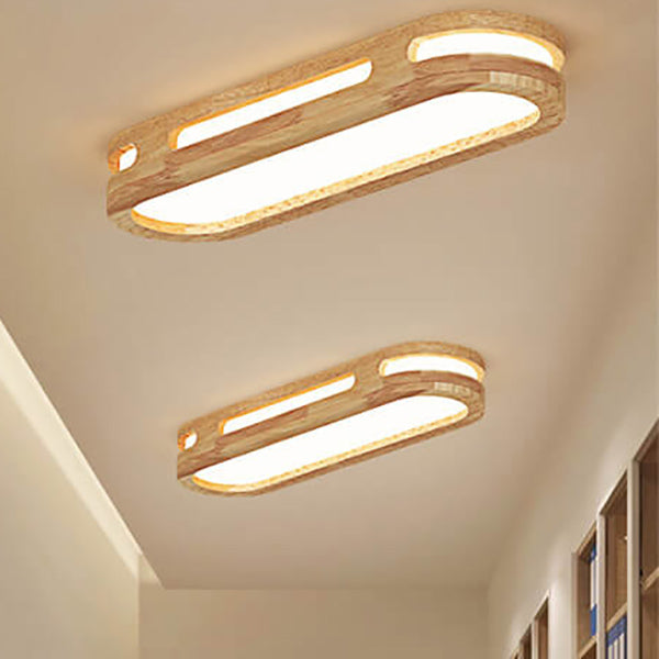 Minimalist Ring Solid Wood LED Flush Mount Ceiling Light