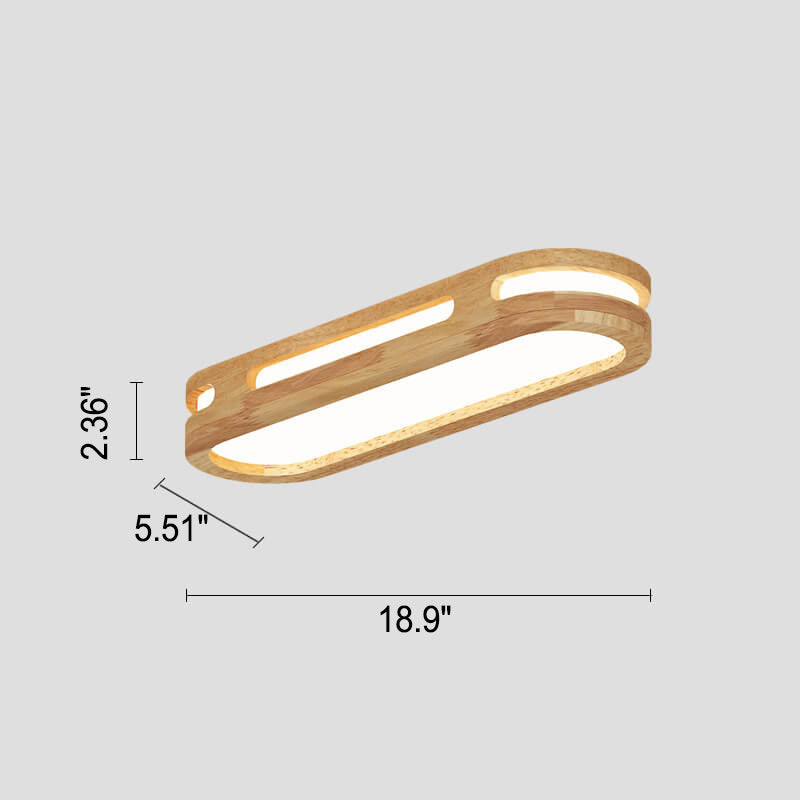 Minimalist Ring Solid Wood LED Flush Mount Ceiling Light