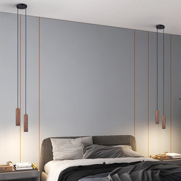 Minimalist Cylinder Wood LED Pendant Light