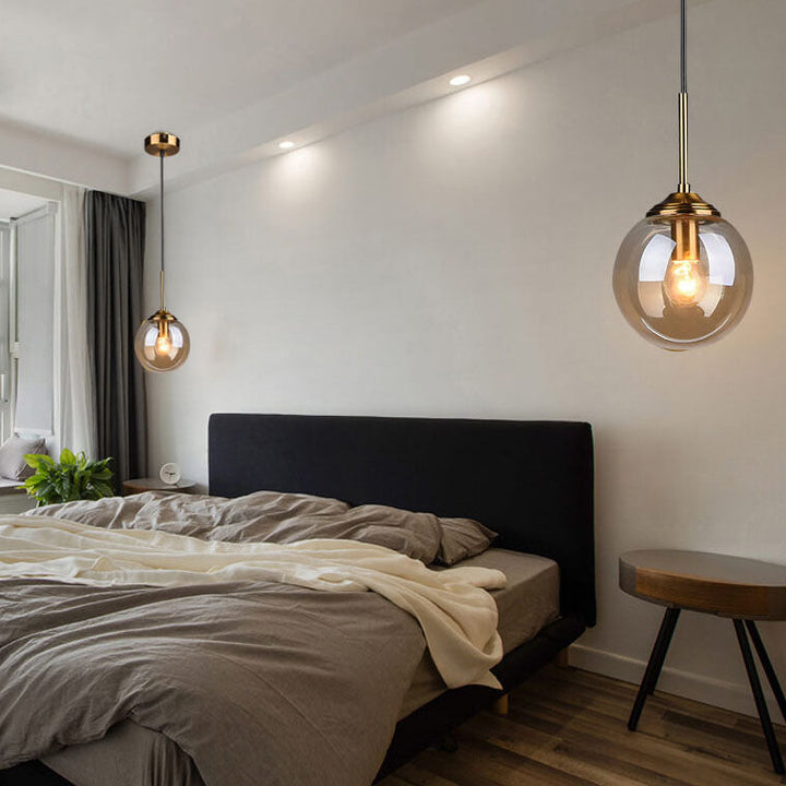 Contemporary Spherical Copper 5-Light Chandelier
