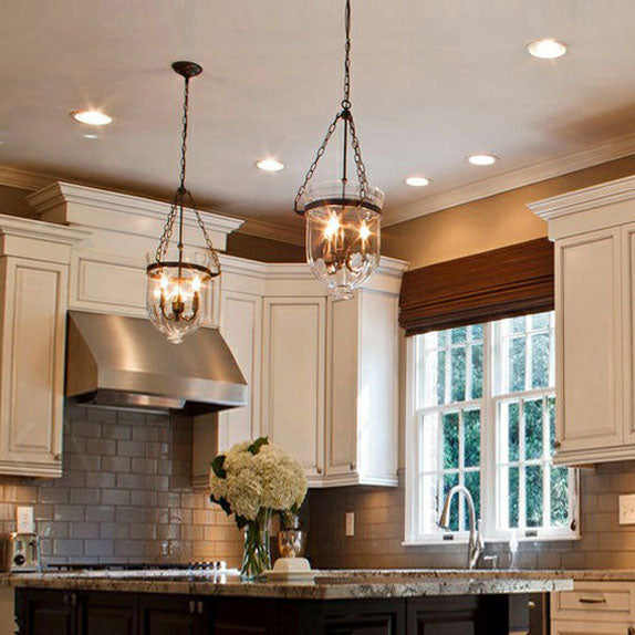 Traditional Round Glass 3-Light Chandelier