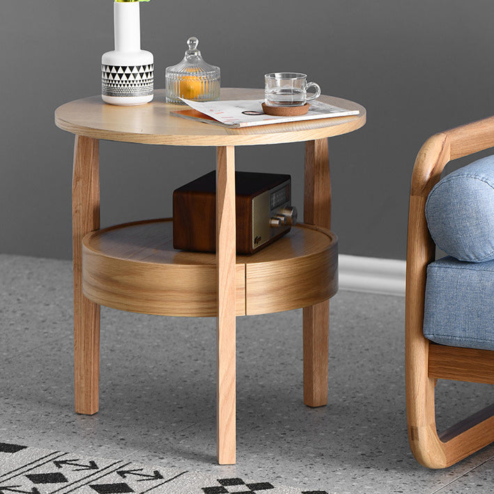 Contemporary Circular Wood End Table