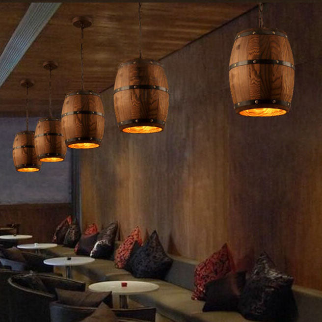 Traditional Round Wood Pendant Light