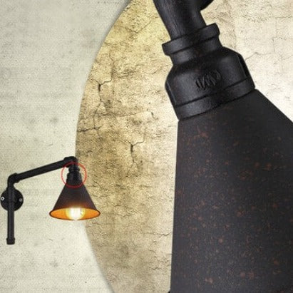 Contemporary Industrial Plumbing Cone Iron 1-Light Wall Sconce Lamp for Living Room
