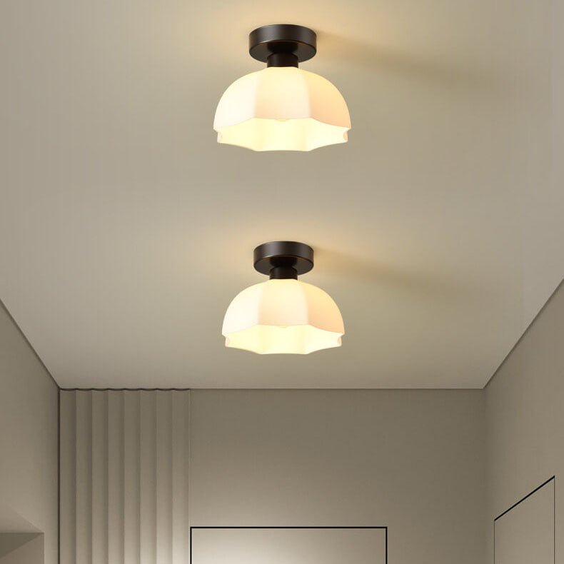 Nordic Flower Ceramic Semi-Flush Ceiling Light