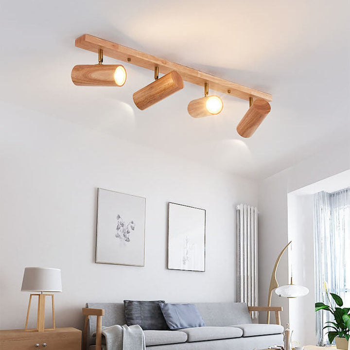 Minimalist Solid Wood 4-Light Track Light