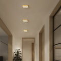 Modern Minimalist Oval Strip Wood Grain Hardware LED Flush Mount Ceiling Light For Hallway
