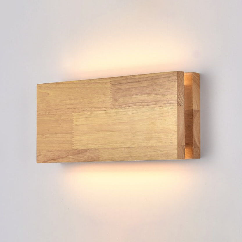 Wabi-Sabi Rectangular Wood LED Wall Sconce