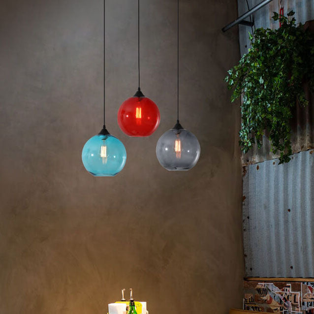 Stained Minimalist Round Glass Pendant Light