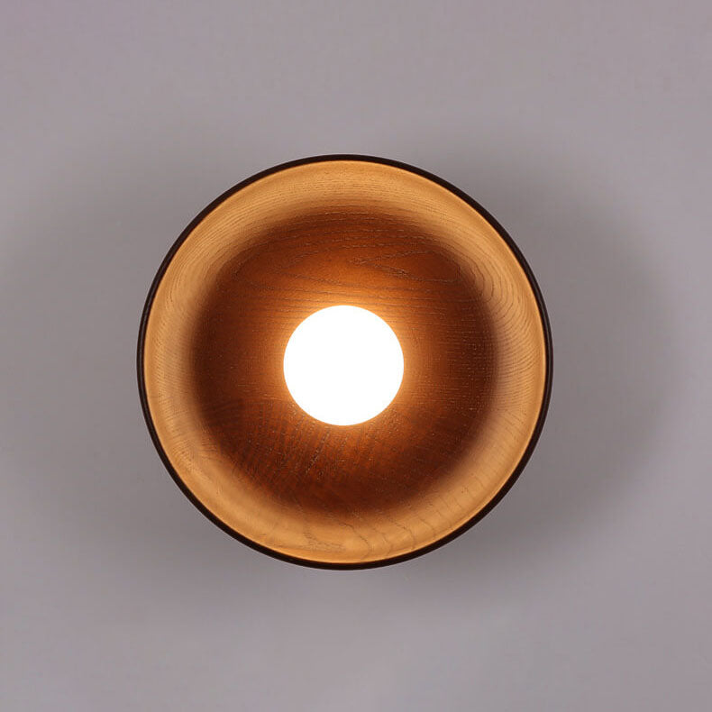 Minimalist Round Solid Wood Wall Sconce