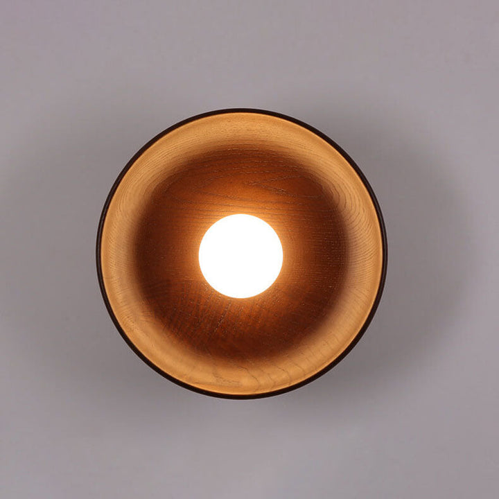 Minimalist Round Solid Wood Wall Sconce