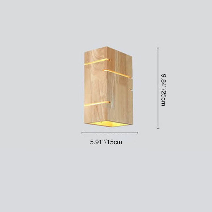 Minimalist Square Wooden 2-Light Wall Sconce