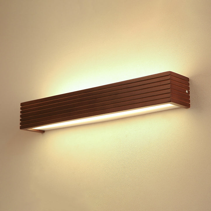 Traditional Rectangular Wood LED Vanity Light
