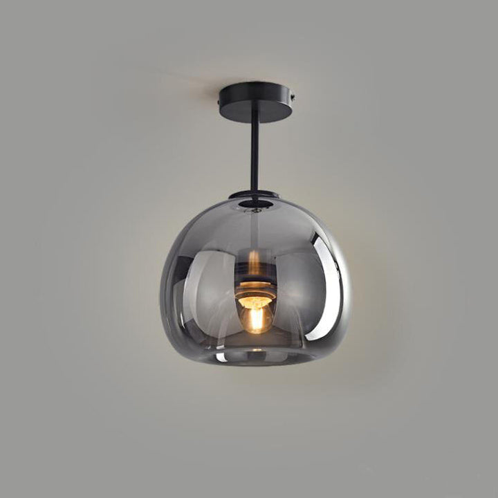 Contemporary Round Glass Semi-Flush Ceiling Light