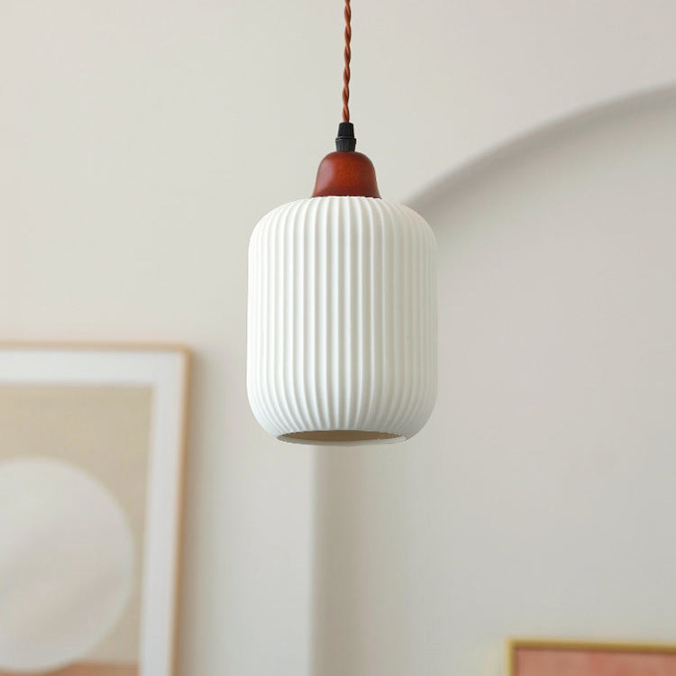Traditional Round Solid Wood Pendant Light