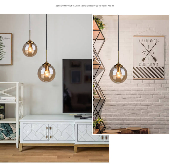 Contemporary Spherical Copper 5-Light Chandelier