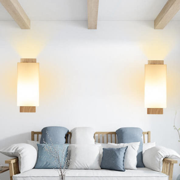 Minimalist Square Solid Wood Wall Sconce