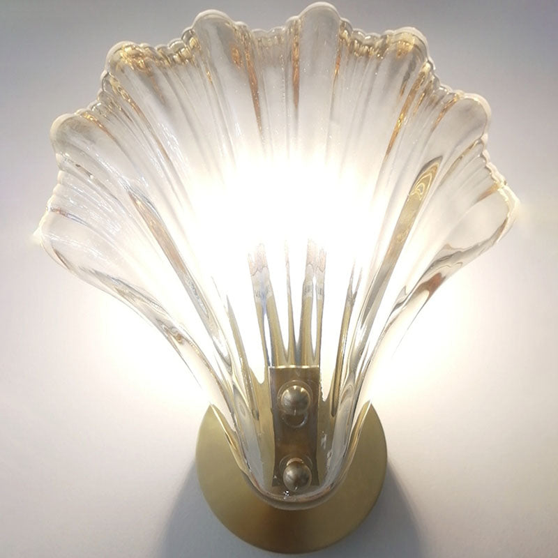 Art Deco Shell Brass Wall Sconce