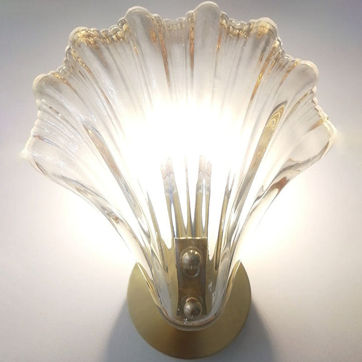 Art Deco Shell Brass Wall Sconce