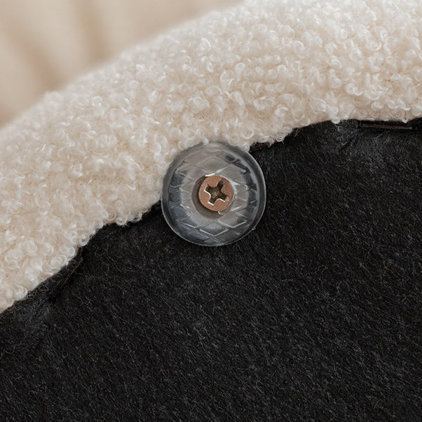 Modern Minimalist Mushroom Cylinder Sherpa Fleece Wood Vanity Stool For Bedroom