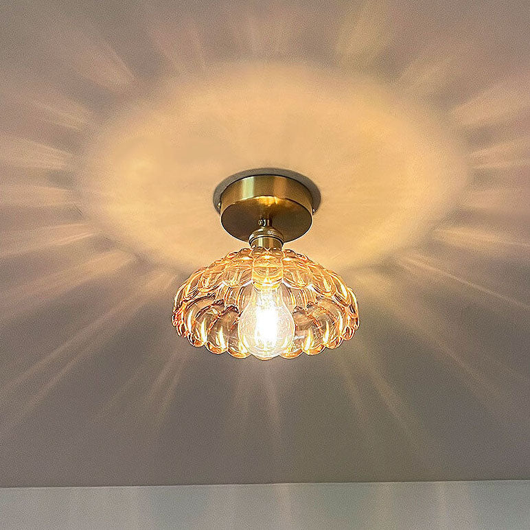 Vintage Dome Brass Semi-Flush Ceiling Light