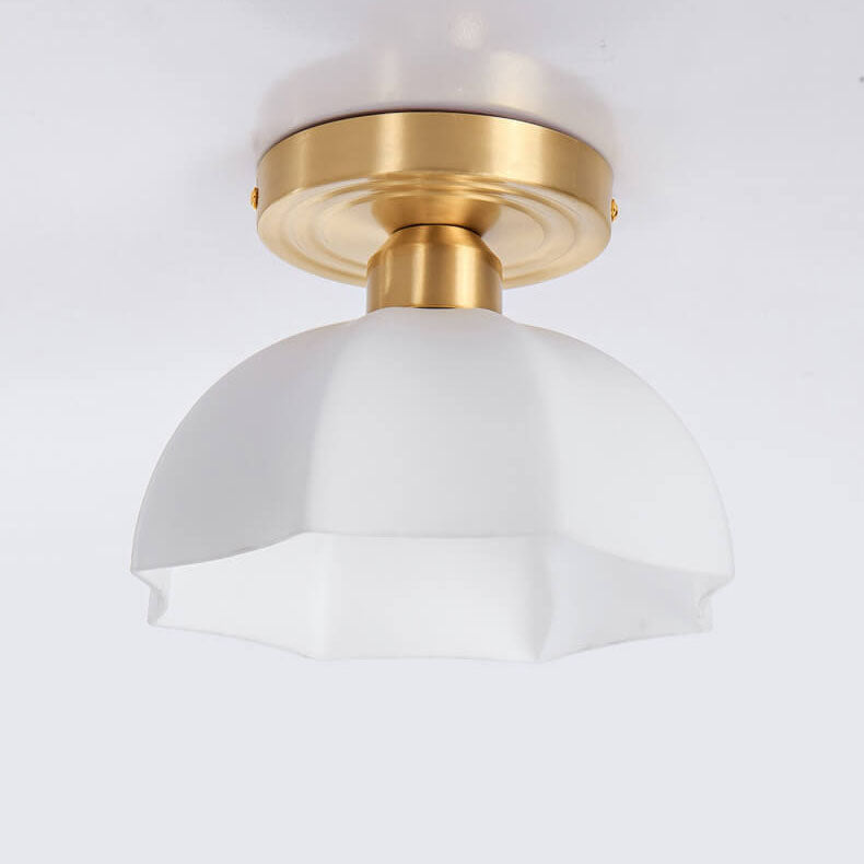 Japanese Vintage Dome Brass Semi-Flush Ceiling Light