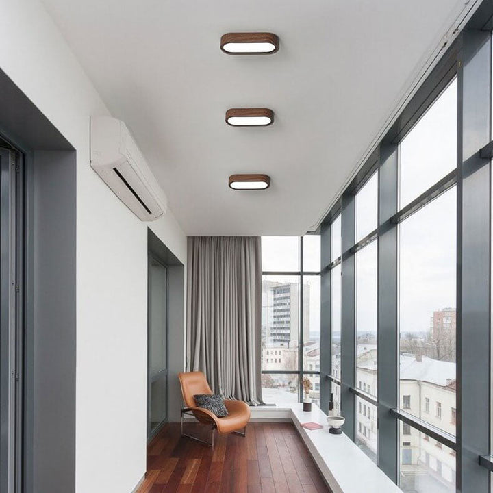 Minimalist Oval Wood LED Flush Mount Ceiling Light