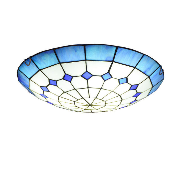 Traditional Dome Glass 2-Light Flush Mount Ceiling Light