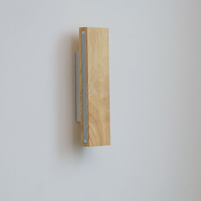 Contemporary Rectangular Solid Wood LED Wall Sconce