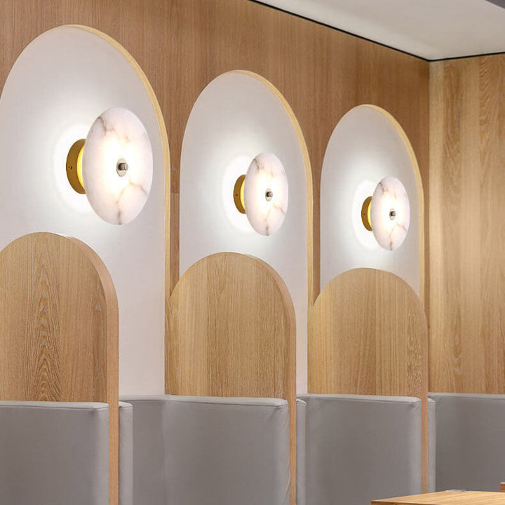 Contemporary Round Marble LED Wall Sconce