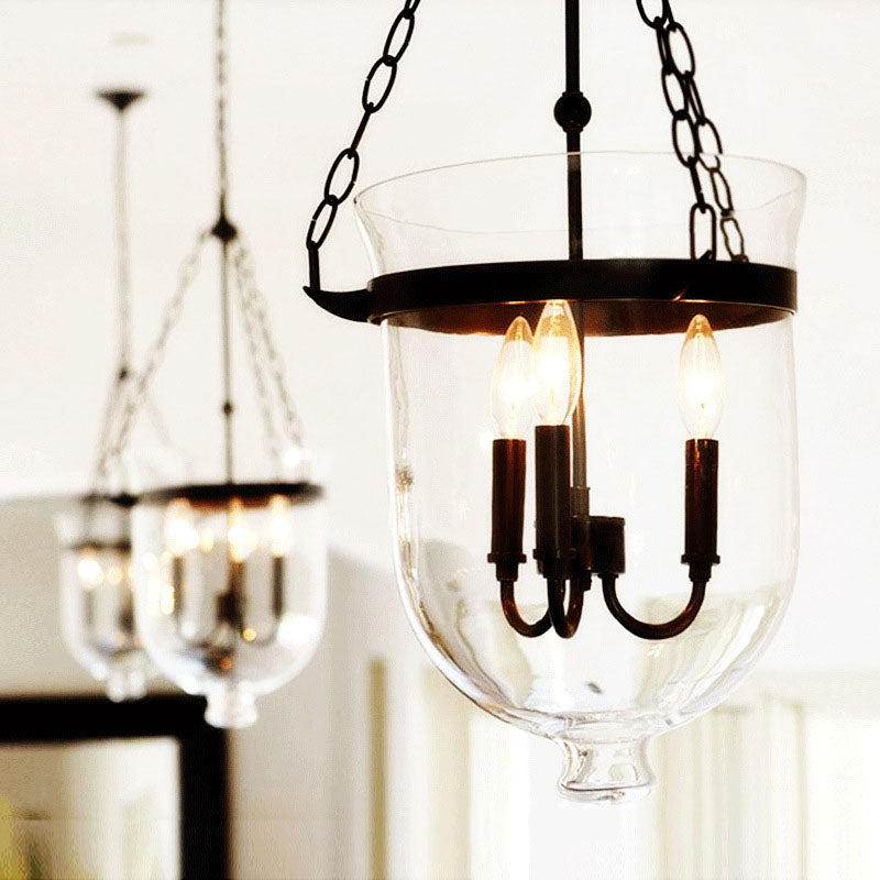 Traditional Round Glass 3-Light Chandelier
