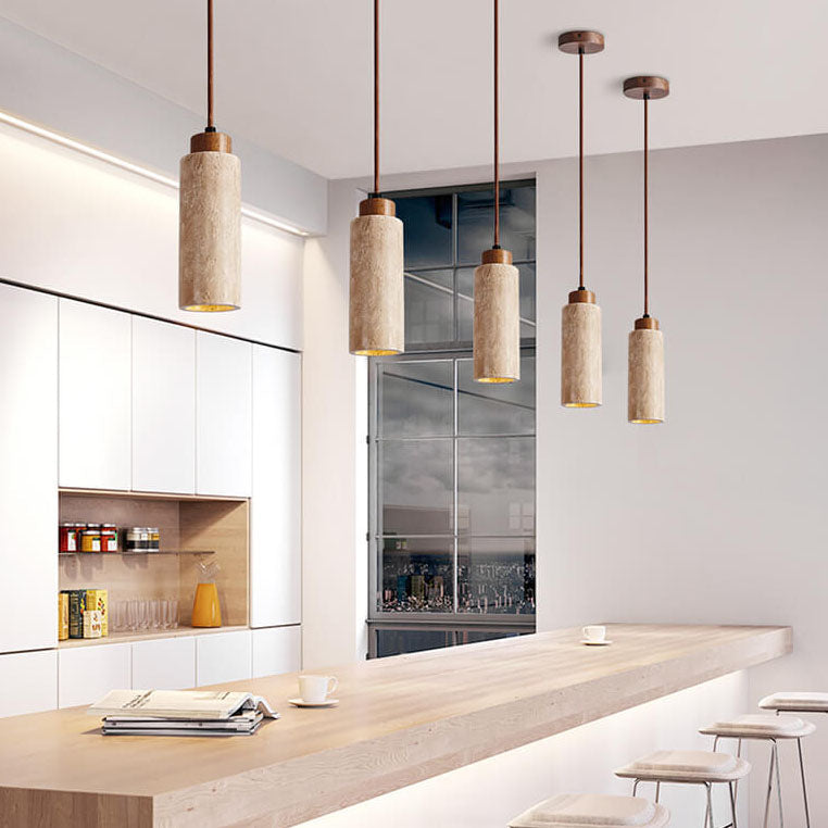 Wabi-Sabi Solid Wood 3-Light Island Pendant Light