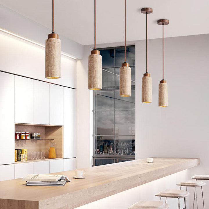 Wabi-Sabi Solid Wood 3-Light Island Pendant Light