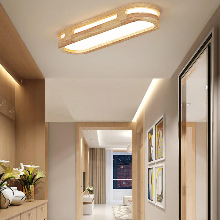 Minimalist Ring Solid Wood LED Flush Mount Ceiling Light