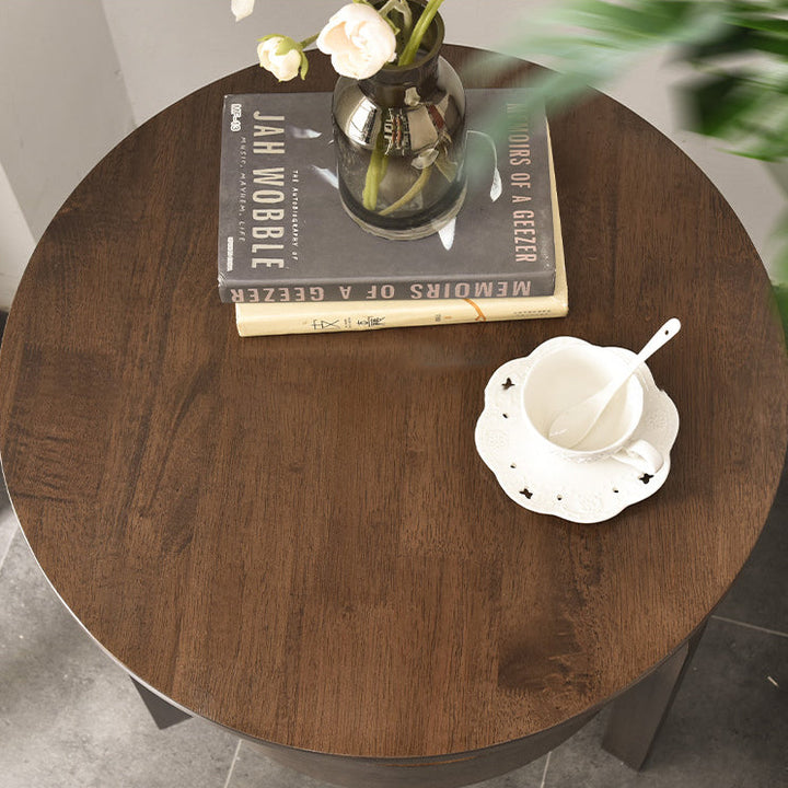 Contemporary Circular Wood End Table