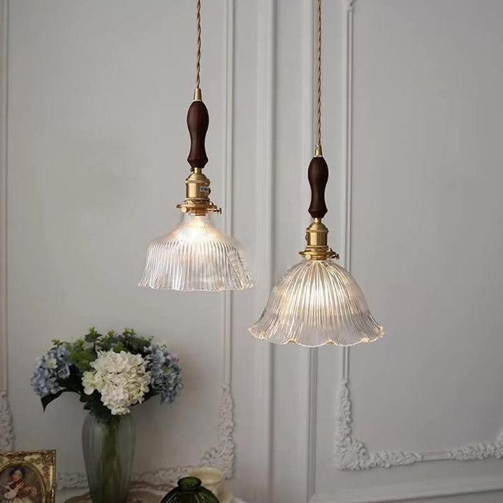 Minimalist Flower Walnut Pendant Light