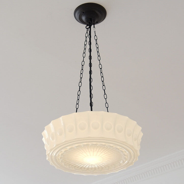 Traditional Round Glass LED Semi-Flush Ceiling Light
