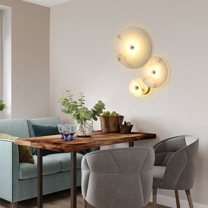Contemporary Round Marble LED Wall Sconce