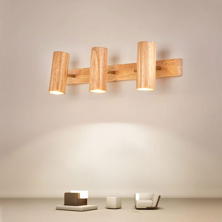 Minimalist Wood Track Spotlight Wall Sconce