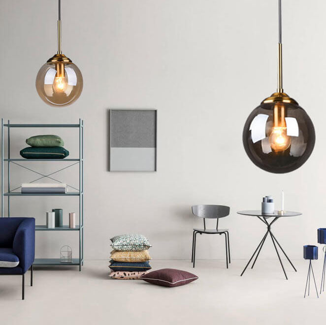 Contemporary Spherical Copper 5-Light Chandelier
